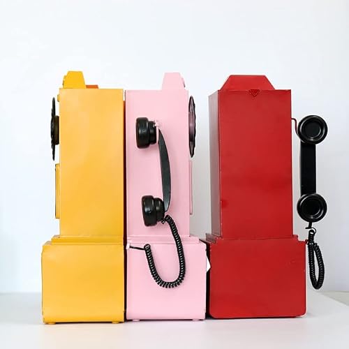 Retro Phone Model - Home Decor Vintage Telephone Model, Classic Look Vintage Rotate Phone Booth, Wall Hanging Crafts Ornaments,Antique Vintage Rotary Dial Office Phone Ornament (Size : Black) #TOP5