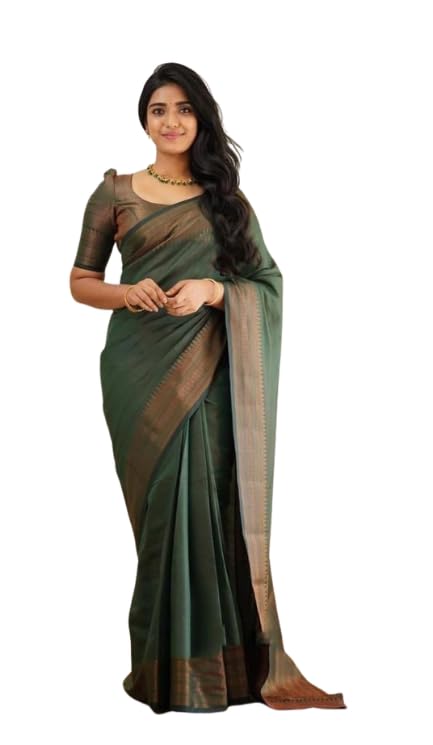 Women's Stunning Kanjivaram Silk Saree with Elegant Silver Zari Border and Soft Luster Chic Monochrome Ethnic Drape-image-48