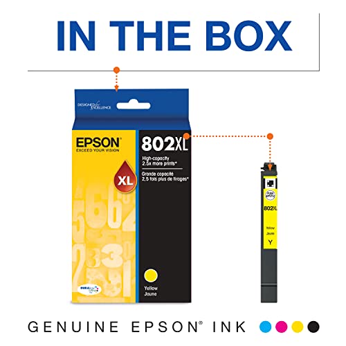 Epson T802 Durabrite Ultra -Ink High Capacity Yellow -Cartridge (T802Xl420-S) For Select Workforce Pro Printers & T802 Durabrite Ultra -Ink Standard Capacity Magenta -Cartridge (T802320-S) #TOP2
