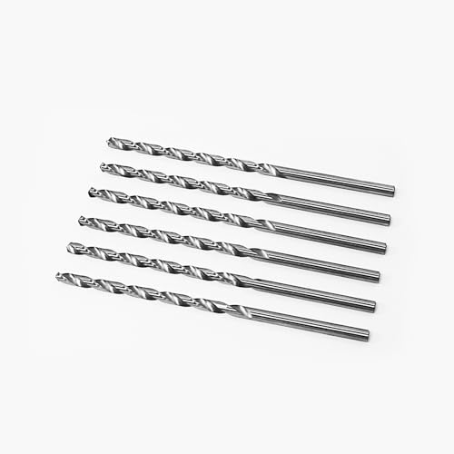 ANMOO 6Pcs 4mm Extra Long HSS Twist Drill Bits, 160mm Straight Shank Long Pilot Drill Bits for Metal Wood Plastic DIY Deep Hole Projects