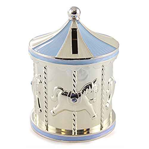 Argento placcato Carousel Money Box Blu