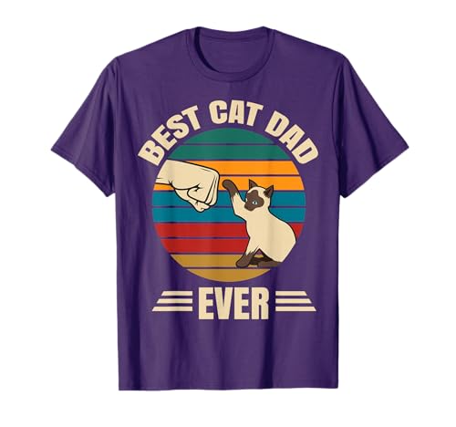 Best Cat Dad Ever with Siamese Cat - Funny Cute T-Shirt
