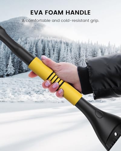 AUTOWN 2 Pack 27\" Snow Brush and Ice Scraper for Car Windshield, 3-in-1 Ice Scraper & Snow Brush & Water Squeegee, Detachable Snow Scrapers with Ergonomic Foam Grip for Cars, Trucks, SUVs - Thumbnail 5