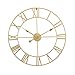 Large Modern Metal Wall Clocks Rustic Round Silent Non Ticking Battery Operated Gold Roman Numerals Clock for Living Room/Bedroom/Kitchen Wall Decor-40cm