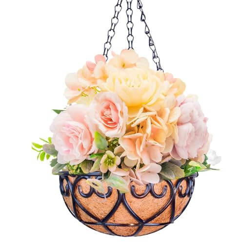 Outdoor Baskets For Plants - Outdoor Flower Pots With Chain | 10 Inch Hangings Pots Wire Flower Baskets | Garden Decoration | Re