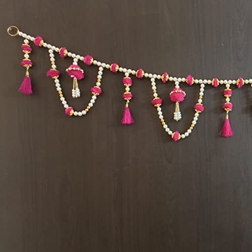 Image of Handmade Door Hanging Round Moti Latkan Style Bandarwal Toran (TMR-16) -Diwali New Year Inauguration Wedding Festival Home Decor Pooja (40 Inch X 6 Inch)