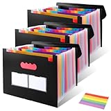 LOLYSIC 3 Stück Dokumentenmappe A4 Fächermappe Sortiermappe Bunte Datei Ordner Regenbogen Aktenordner Ordner Akkordeon Design A4 Größe Kapazität Wasserdicht Materia 25 Fächer mit Deckel Büro Organizer