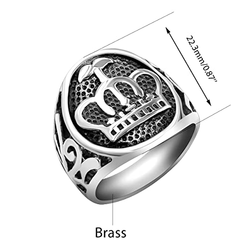 Uloveido Mens Crown Ring Stainless Steel Vintage Punk Royal King Queen Wedding Bands for Him Y1728 (Size 11) - Thumbnail 4