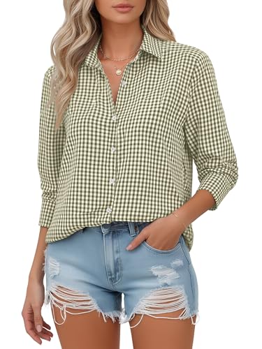 Image of Soft Wrinkle-Free Button Down Stretch Shirts for Women, Breathable Moisture-Wicking Casual Work Dress Tops