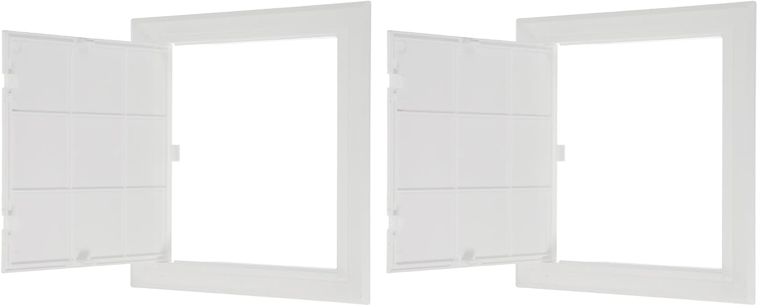 PATIKIL 7x7 Inch Removable Hinged Access Panel, 2Pcs ABS Plumbing Access Doors Easy Wall Hole Cover for Drywall Plumbing Electrical Cables Wiring, White (185x185mm)