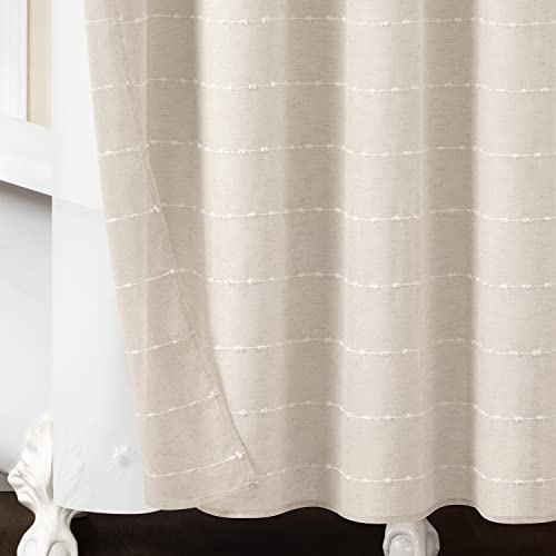 Lush Decor Farmhouse Textured Sheer with Peva Lining 2 Piece Shower Curtain Set, 72" x 72", Beige by Lush Decor - Image 4