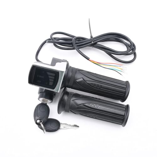 PRATYAHARA - Manija de acelerador para bicicleta eléctrica, de acelerador giratorio para bicicleta eléctrica, scooter, con pantalla LCD y cerradura de llave 48 V