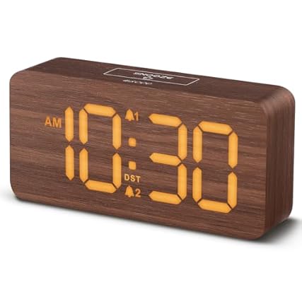 uscce Wooden Digital Alarm Clocks for Bedrooms: Dimmable Dual Alarm Clock with Large Numbers for photo uscce Wooden Digital Alarm Clocks for Bedrooms: Dimmable Dual Alarm Clock with Large Numbers for