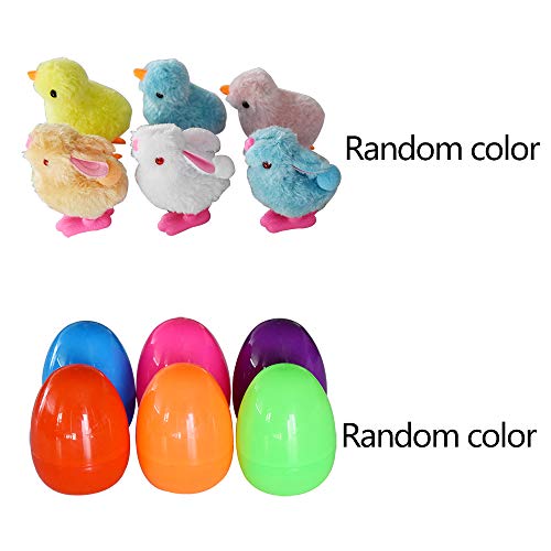 N+A 6 Pcs Wind-Up Jumping Colorful Bunny and Chicken Toys for Easter Basket Fillers, Plastic Easter Eggs, Kids Gifts and Party Favors (6 Pcs / 6 Colors) - Thumbnail 7