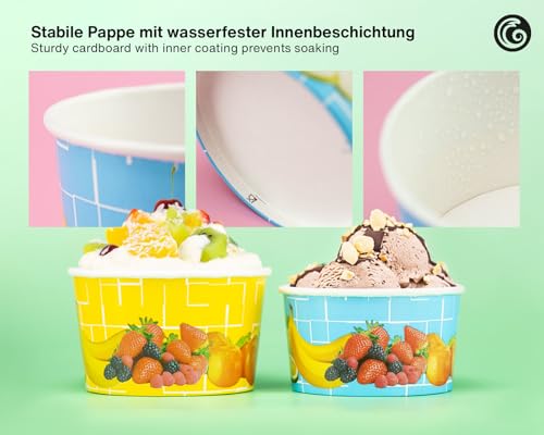 Octopus 1500x Eisbecher, EIS- Pappbecher, Früchtebecher mit 160 ml Füllvolumen – Bild 7