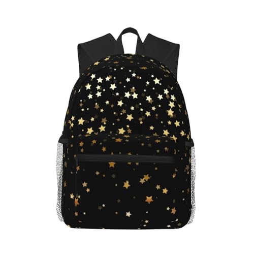 Golden Stars Black Lightweight Packable Backpack Travel Casual Daypack Foldable Laptop Bag Backpack For Men Women