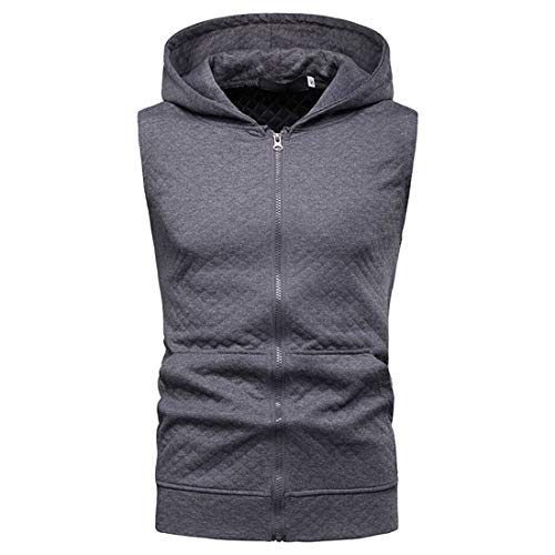 YCUEUST Hombre Sudaderas con Capucha Sin Mangas Camiseta Casual Chalecos Deportivos (S, Z-Gris)