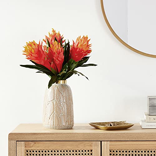 Nearly Natural 16” Double Bromeliad Artificial (Set Of 6) Silk Flowers, Red #TOP4