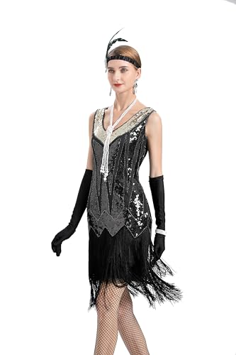 Image of Peacock-inspired 1920s Gatsby Beaded Flapper Sling Dress Womens Vintage Cocktail Dress W /Complete Accessories Set