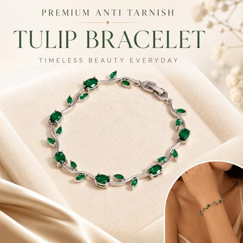 Image of Shining Diva Fashion Tulip Bracelet for Women, Floral Crystal, Anti Tarnish Jewellery Stylish Bracelet Gifts for Girls