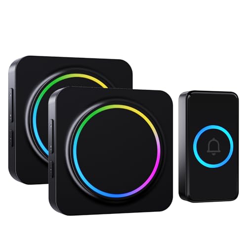 SECRUI Wireless Doorbell, IP55 Waterproof Door Bells Electric Cordless Chime Kit at 1000-feet Range, 2 Plug-in Receivers Door Chime Kit with 32 Chimes, 5-Level Volume, Easy Install for Home