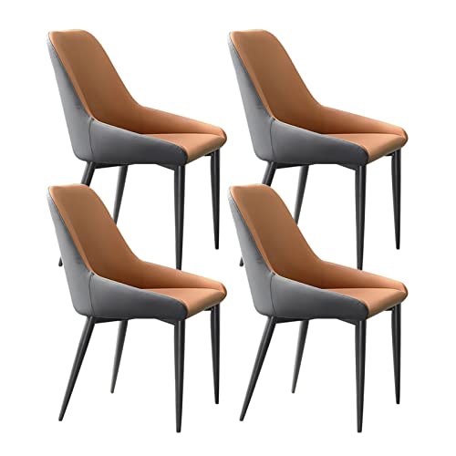 SJIALEN Modern Kitchen Chairs Set of 4, Leather Cushion Seat Carbon Steel Legs Upholstered Dining Chairs Living Room Side Chair Kitchen Chair (Color : Earthy Yellow, Size : 49x50x83cm)
