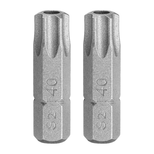 sourcing map 2pcs T40 Torx Screwdriver Bit 1/4" Hex Shank 25mm/1" Length S2 Steel Star 6 Point Head Hex Security Screw Driver Bits with Hole for Impact Electric Screw Driver Power Tools, Grey