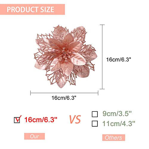 Yueshop 10PCS Artificial Glitter Christmas Flowers - Image 3