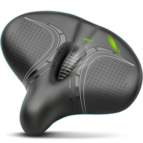 Image of BLUEWIND Oversized Bike Seat, Wide Bicycle Saddle Novel Backrest Design for Electric Bike, Universal Fit Exercise Bike or Road Stationary Bike Seat Cushion for Men & Women
