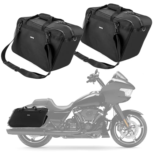Mofun Motorcycle Saddlebag Liner Bags with Tool Pockets Hard Saddle Bags Insert Compatible with Harley Touring Electra Glide Road Glide Street Glide Road King 1993-2024, 1 Pair