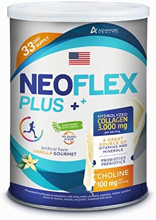 Neoflex Plus Collagen Powder Supplement, Multivitamins for Men Women with Biotin and Probiotics, over 30 Vitamins & Minerals, 33 Servings