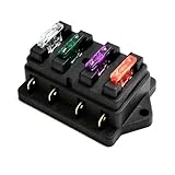 Hosrivae 4-Wege-Flachsicherungshalter mit Abdeckung für 12 V 24 V Auto, Boot, Marine-Anwendungen, ABS, wasserdichter Sicherungskasten für Automobil, Wohnmobil, Anhänger, 30 A