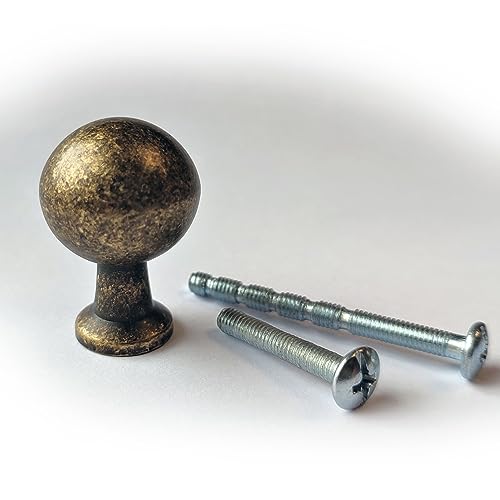 French Furniture Fittings Set of 6 Deep Antique Brass Kitchen Cupboard knobs, 23mm knobs for Cabinet Doors Screws Included - Image 4