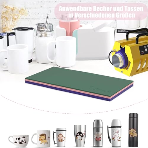 EVDZNA Sublimation Silikonmanschette, Becherklemme Silikon, sublimationstassen, Silikon Wraps Sublimation in 3 Dicken, für Tassen Sublimationsmaschine Tassenpressmaschine, 3 Stück, Rosa, Grün, Lila