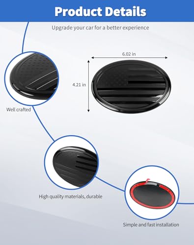 Image of for Toyota Grill Emblem Front Grille Badge Emblem Logo Cover Trim Fit for Toyota Series, for Camry, RAV4, Corolla, Tacoma, Highlander, 4Runner Series, 6x4.2 inches, Black