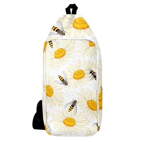 Sac à bandoulière multicolore motif marguerite pour homme et femme 36cm