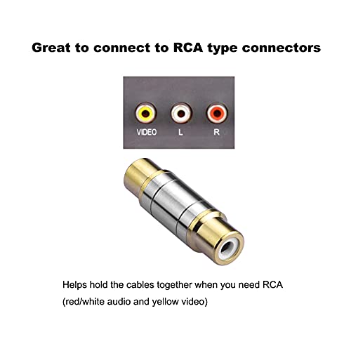 image for Borsuer 2Pcs RCA Female to Female Coupler Gold Plated Video and Au