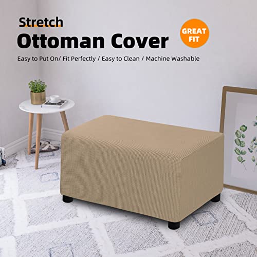 Danabest Ottoman Covers Slipcover Rectangle Stool Furniture Protector Stretch Jacquard Foot Rest Washable Cover For Living Room(Small Ottoman,Camel) #TOP1