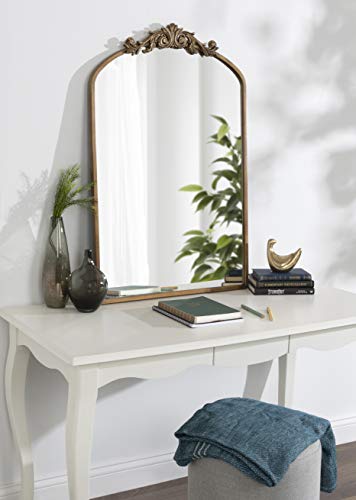 Image of Kate and Laurel Arendahl Traditional Arch Mirror, 24 x 36, Antique Gold, Baroque Inspired Wall Decor