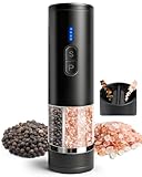 Aotto Electric Salt and Pepper Grinder Set - 2-in-1 Dual-Chamber Automatic Rechargeable USB-C One-Hand Mill, Adjustable Coarseness, LED Light, Ceramic Core, Easy-Use Kitchen Gift