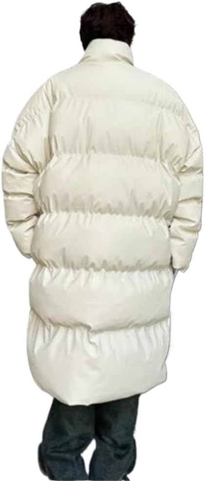 VIDI Bread Clothes Pu Leather Coat Long Down Jacket Men Keep Warm In Winter