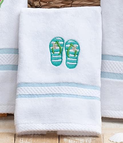 BLACK FOREST DECOR Beach Day Flip Flop Fingertip Towel, Cotton, 11" W x 18" L