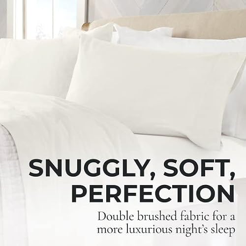 Great Bay Home Extra Soft 100% Cotton Flannel Sheet Set. Warm, Cozy, Lightweight, Luxury Winter Bed Sheets In Solid Colors. Nordic Collection By Great Bay Home Brand. (Twin, Pristine Ivory) #TOP20