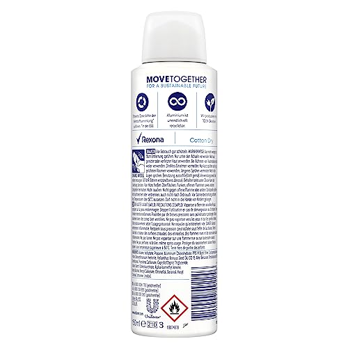 Rexona Women Anti Transpirant Spray Cotton Dry Deospray mit 48 Stunden Schutz gegen Körpergeruch und Achselnässe mit Anti-Transpirant-Technologie 6x 150 ml