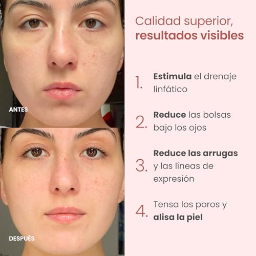 PLANTIFIQUE Gua Sha y Rodillo Facial de Cuarzo Rosa - Masajeador Facial Antiarrugas para Tonificar la Piel - Face Roller - Rodillo Masaje y Guasha de Piedra Natural - imagen 2
