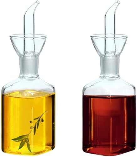 LandHope Botella de aceite de vidrio dispensador de aceite de oliva, dispensador de medición de vinagre de aceite de cocina con boquilla para cocina