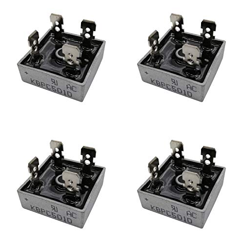 HUABAN 4 Pieces KBPC5010 Silicon Bridge Rectifier Diode 50A 1000V KBPC Single Phase, Full Wave 50 Amp 1000 Volt