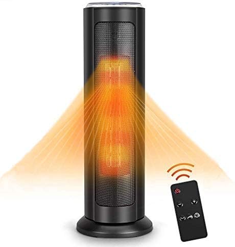 TRUSTECH Tower Ceramic Heater 1500W with Digital Remote, Portable Oscillating Overheating & Tip-Over Protection, Adjustable Thermostat, 8H Timer, ETL Safety Home Office, 24-inch, Black-F