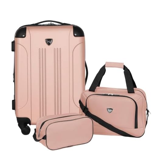 Travelers Club Chicago Hardside Expandable Spinner Luggage, Rose Gold, 3 Piece Set