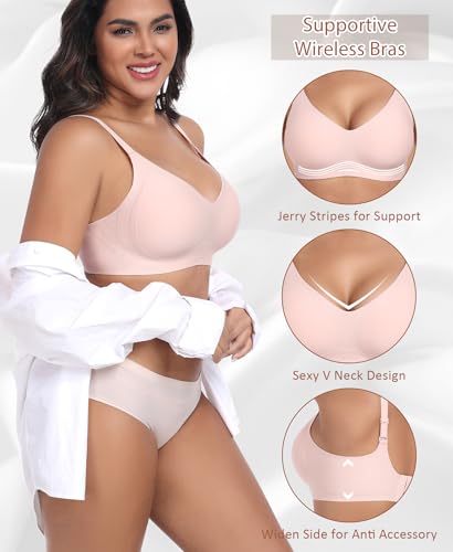 Image of Ganado Seamless Wireless Bras for Women No Underwire Bras Supportive Bralette Padded Comfort T Shirt Bra
